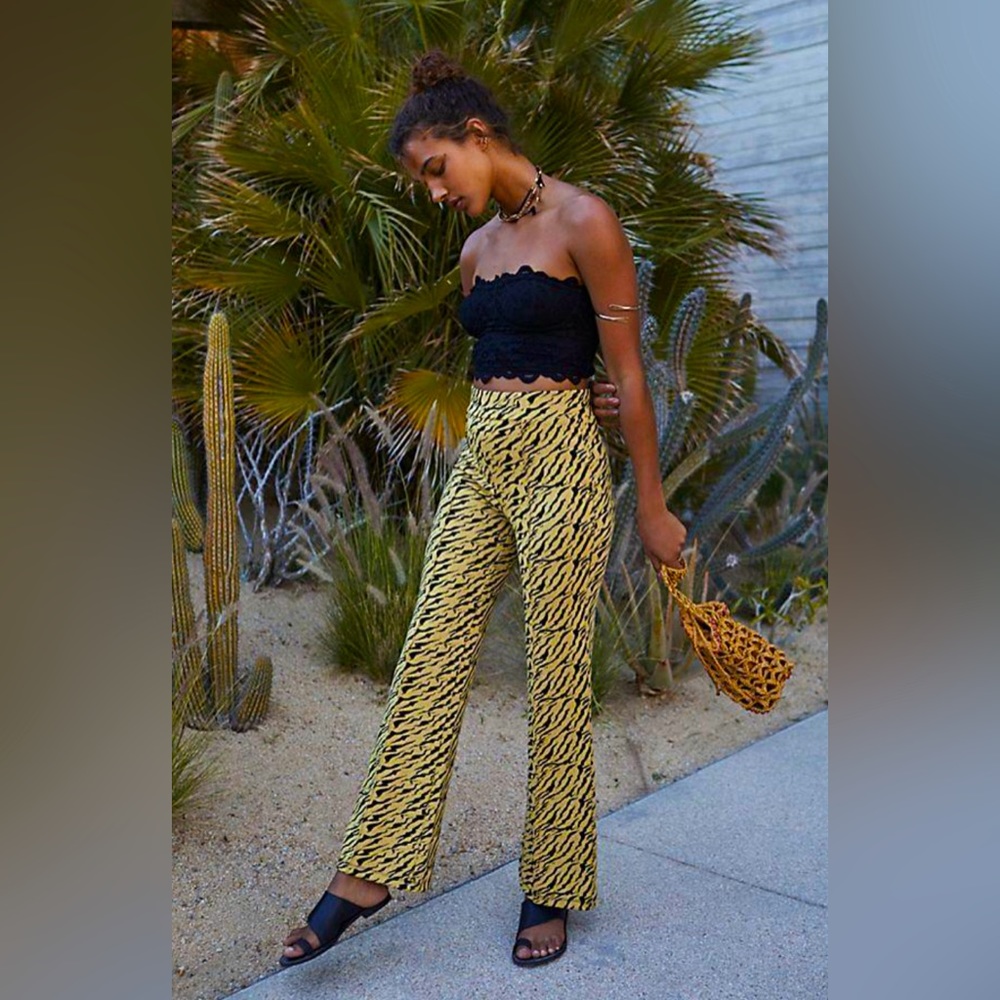 Free People Animal Print Rita Flare Pants